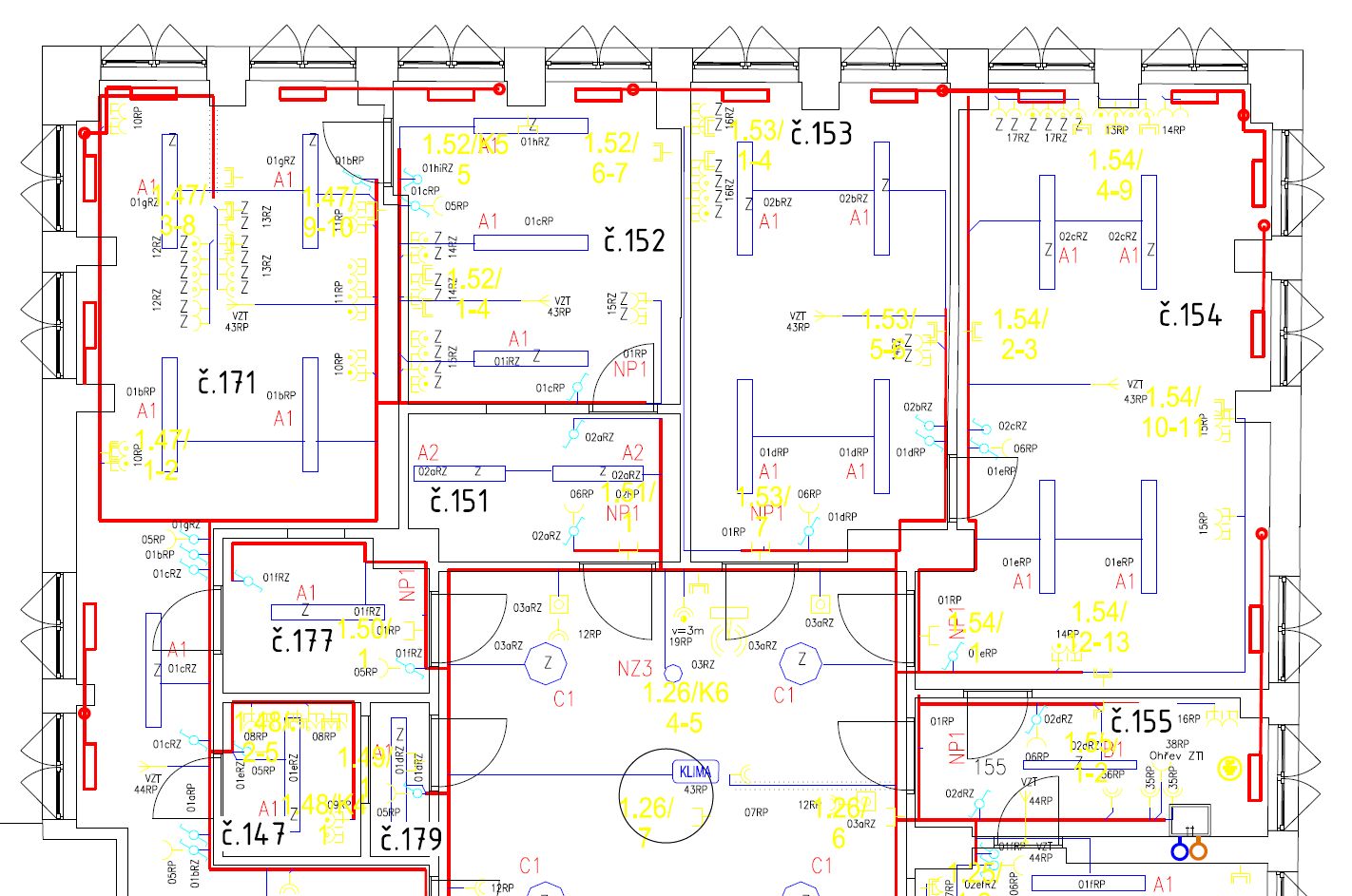 Detail celkového půdorysu