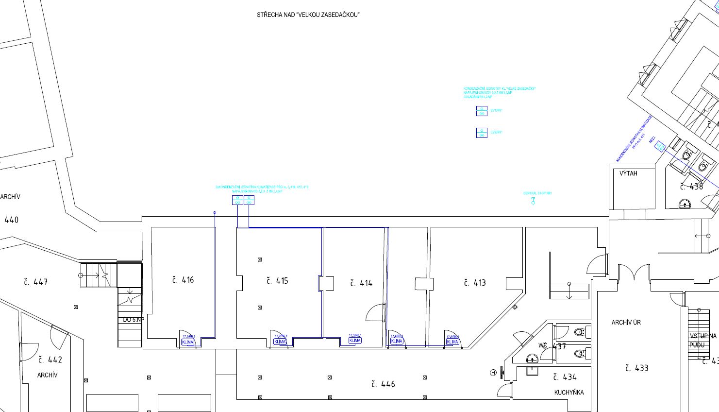 Detail půdorysu vzduchotechnika